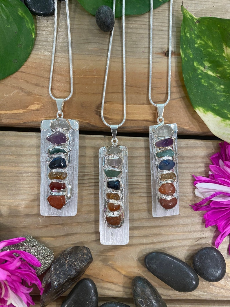 Chakra Necklace,  chakra pendant, crystal necklace, rainbow, crystal chakra, Quartz, Amethyst 