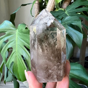 smoky quartz tower, light, champagne smoky