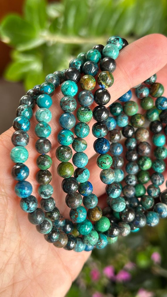 Azurite Shattuckite Malachite and Chrysocolla Mix Crystal Beaded