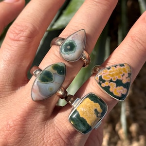 •OCEAN JASPER TEAR• sterling silver pendant