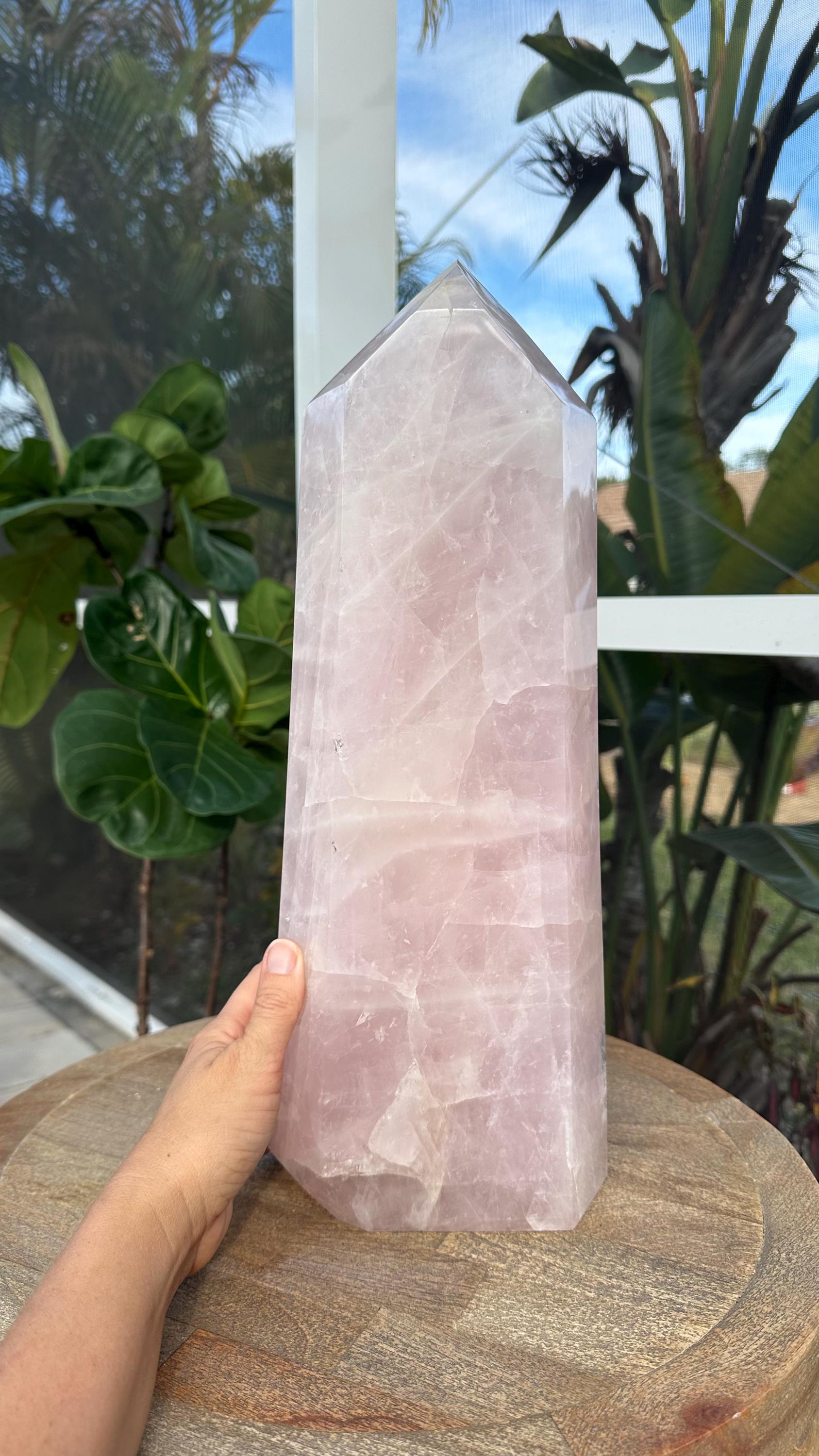 XL Rose Quartz Tower: 16.5