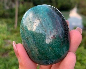 Teal aventurine palm stone