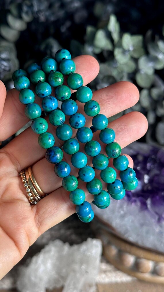 8mm Chrysocolla bracelet,  gemstone bracelet