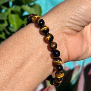8mm Tiger Eye Bracelet: Crystal Gemstone Stretch Bracelet image 4