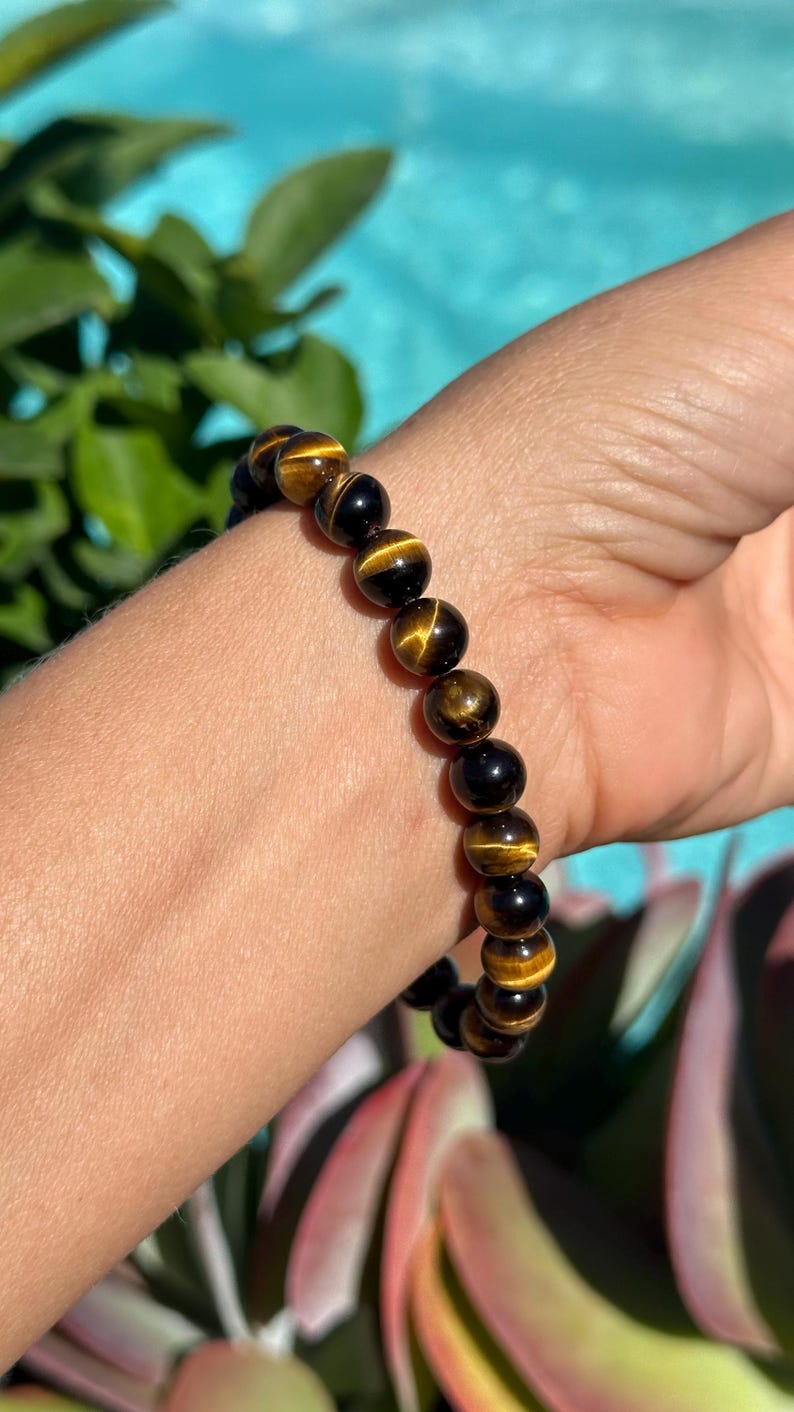 8mm Tiger Eye Bracelet: Crystal Gemstone Stretch Bracelet image 4