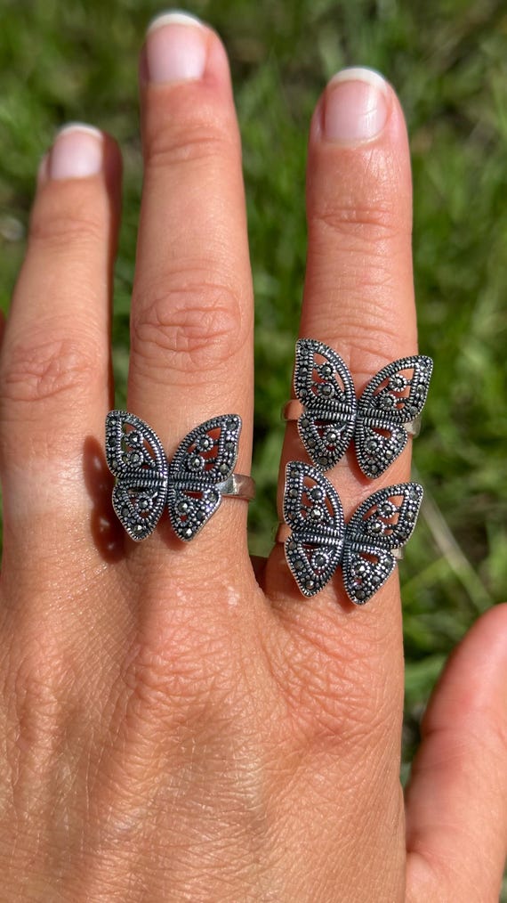 12 Birthstone Butterfly Heart Jewelry Set - 925 Sterling Silver Necklace, Earrings, Ring & Bracelet