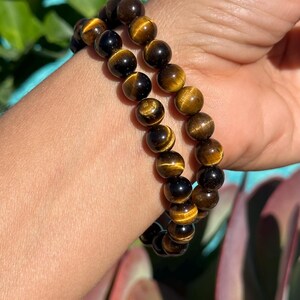 8mm Tiger Eye Bracelet: Crystal Gemstone Stretch Bracelet image 5