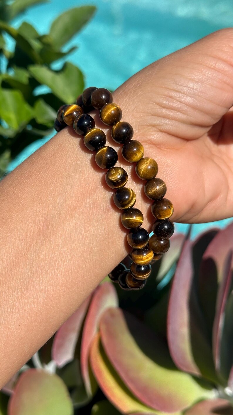 8mm Tiger Eye Bracelet: Crystal Gemstone Stretch Bracelet image 5