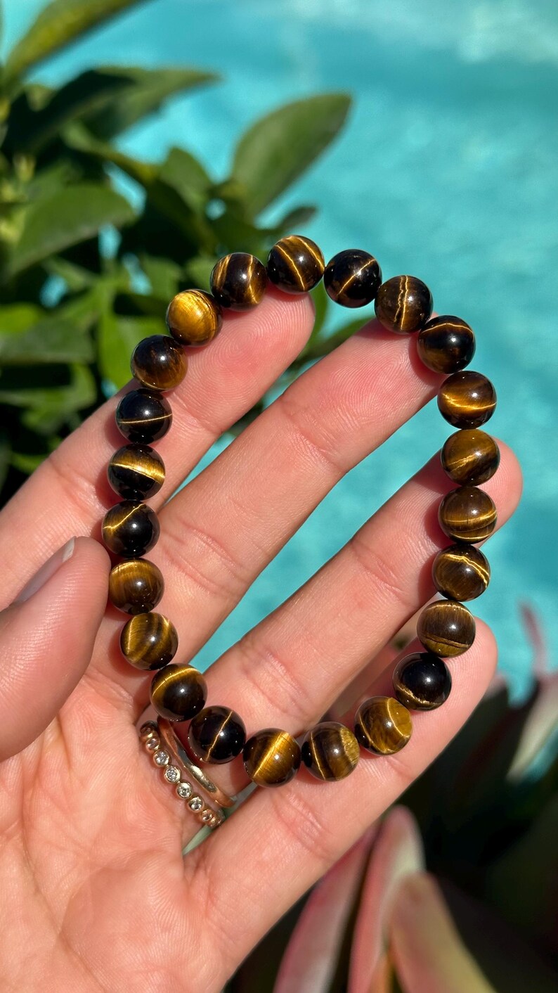 8mm Tiger Eye Bracelet: Crystal Gemstone Stretch Bracelet image 7