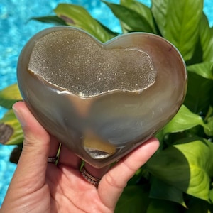 Large Carnelian druzy agate heart