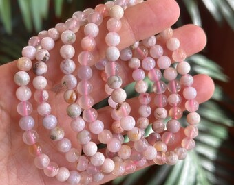 6mm Flower Agate Bracelet : Crystal Gemstone Jewelry - Etsy