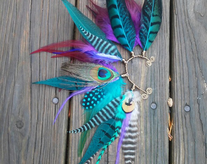 Pheasant Macaw Feather Earcuff