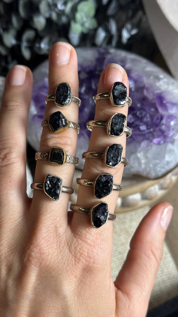 Bague En Argent 925 Avec Pierre Noire - Taille 51/52 - Occasion En Bon état