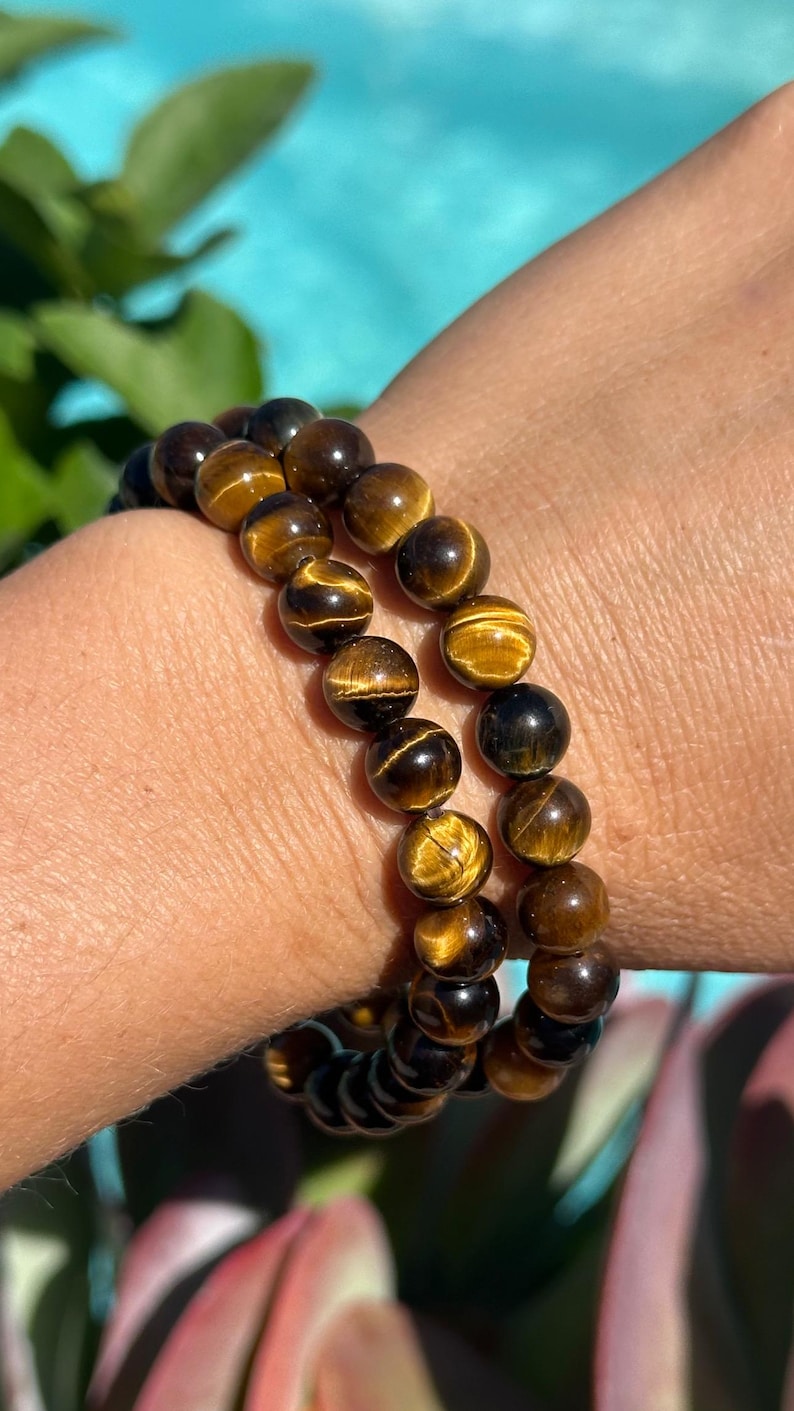 8mm Tiger Eye Bracelet: Crystal Gemstone Stretch Bracelet image 1