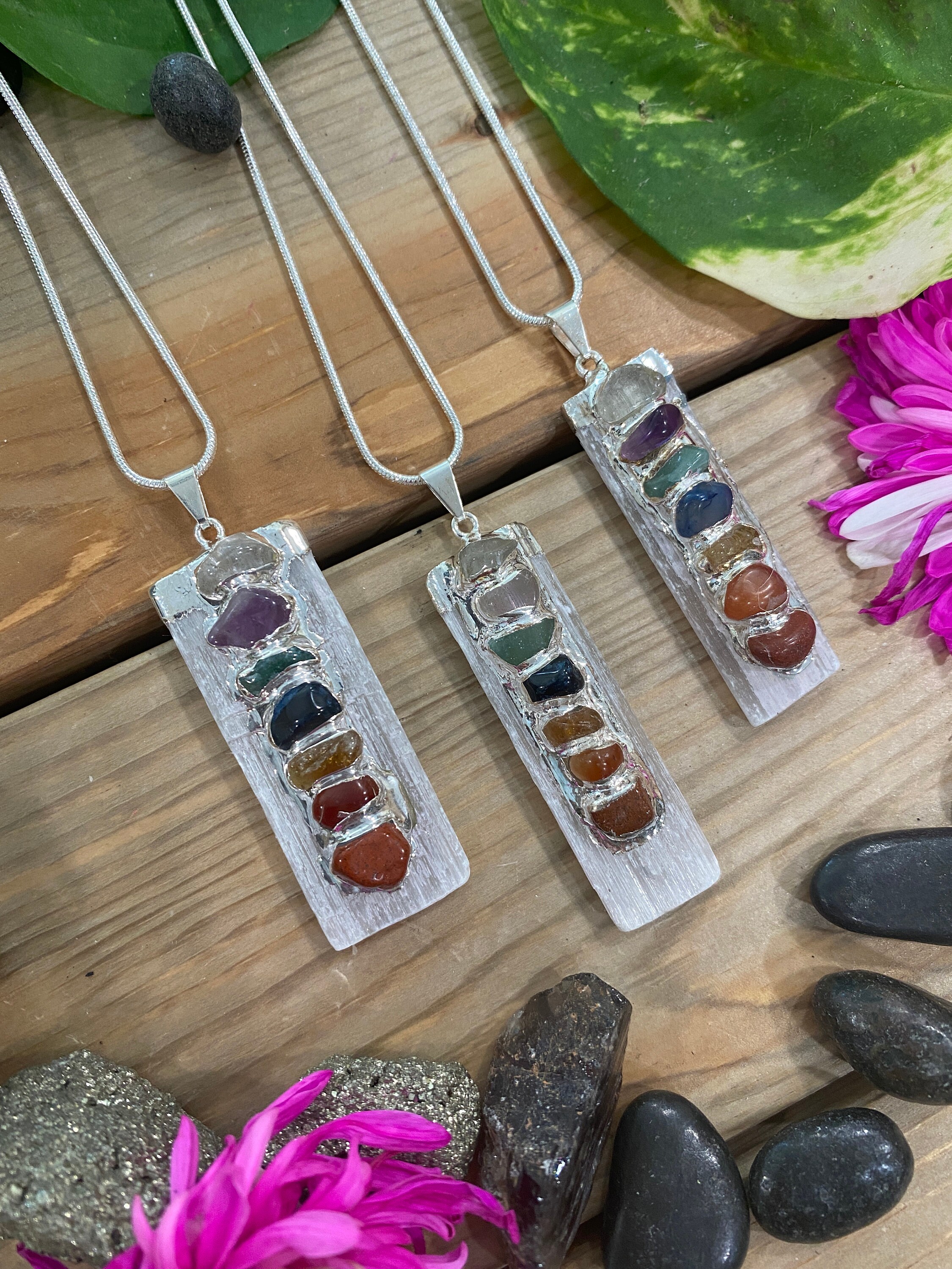 Chakra Necklace Chakra Pendant Crystal Necklace Rainbow Etsy