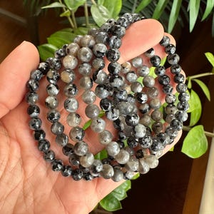5mm Black Moonstone Bracelet with Black Tourmaline image 4