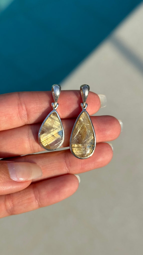Golden rutile quartz pendant, sunburst rutile nec… - image 2