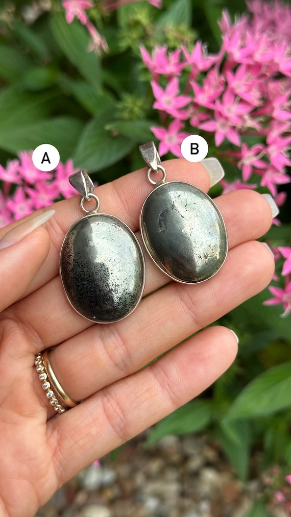 pyrite  pendant, hematite and  pyrite   necklace … - image 2