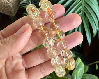 Pulsera de citrino de 10 mm con cristal