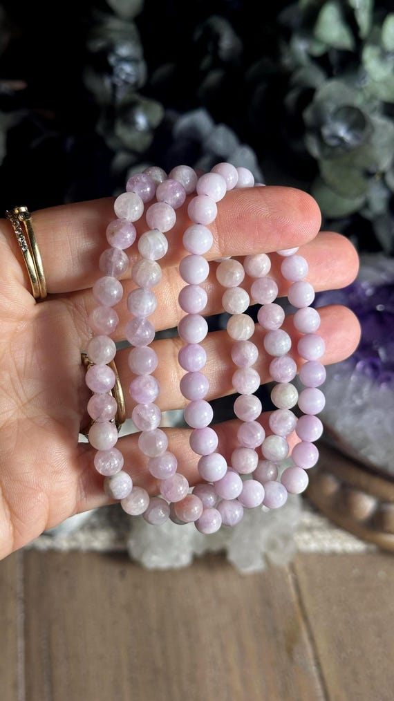 Pink Kunzite Crystal Bracelet: 8mm Gemstone