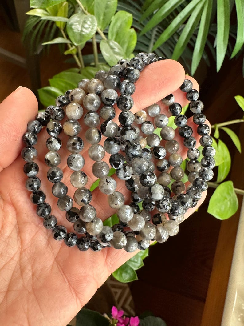 5mm Black Moonstone Bracelet with Black Tourmaline image 2