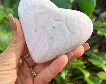 Pink Mangano Calcite heart, UV reactive