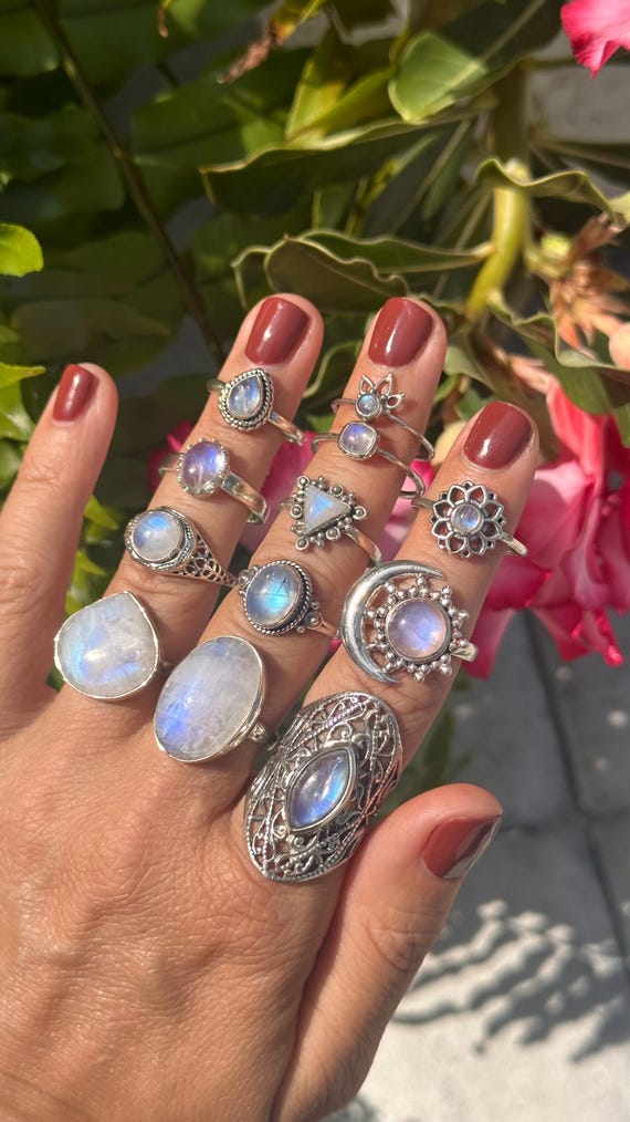 Rainbow Moonstone Ring, .925 Silver, Sterling Ring, June Rainbow Moonstone Ring, .925 Silver, Sterling Ring, June