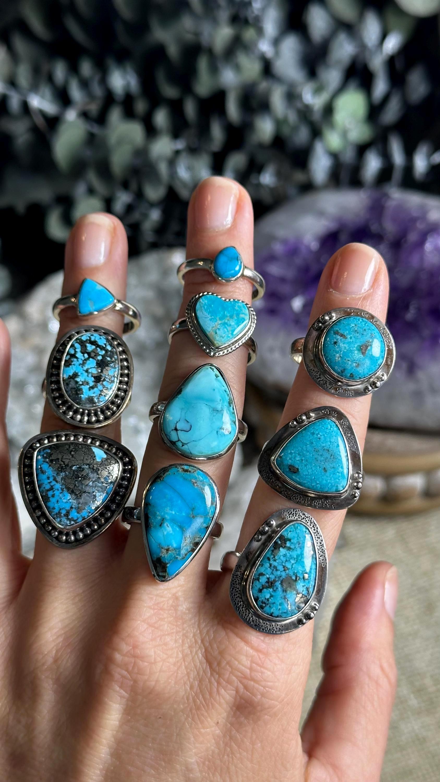 Turquoise Ring, .925 Sterling Silver - Etsy