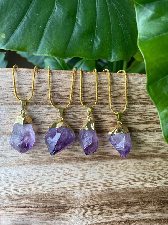 Amethyst Necklace Amethyst Point Necklace Crystal Necklace