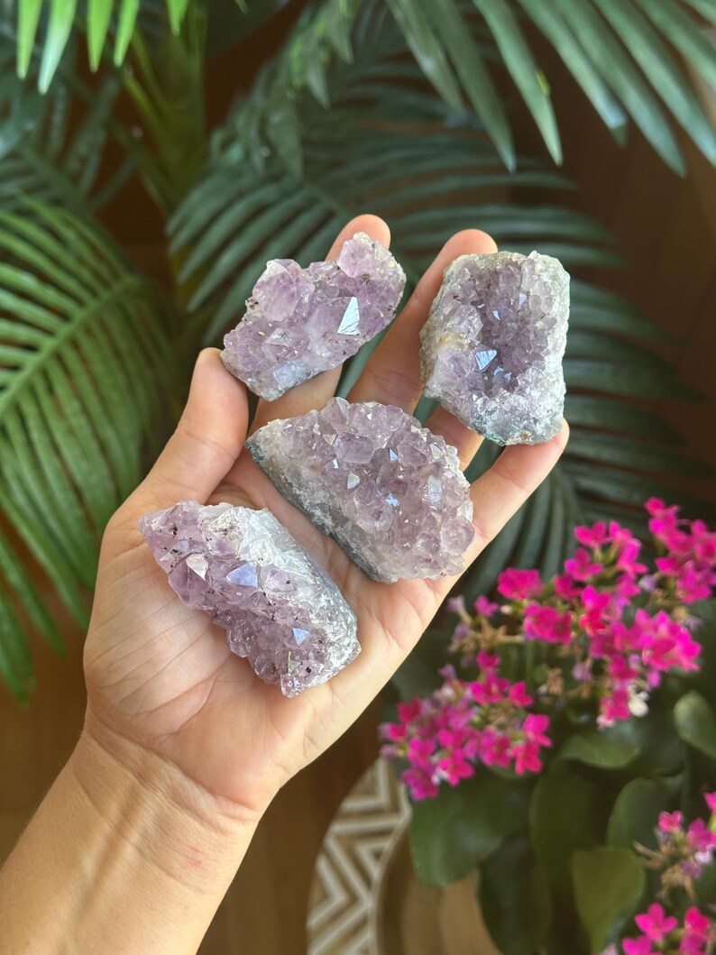 Raw purple Amethyst Cluster, Dark Purple Geode, Home Office Decor 2” - 2.5” image 2