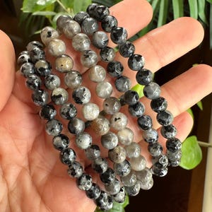 5mm Black Moonstone Bracelet with Black Tourmaline image 3