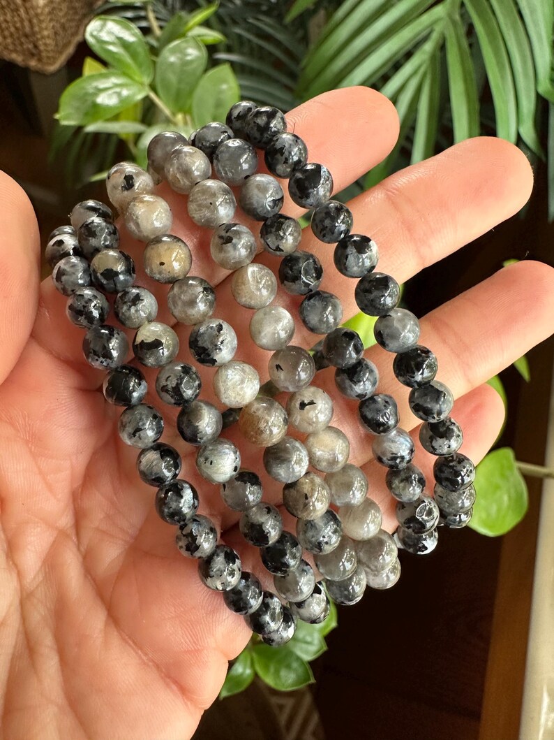 5mm Black Moonstone Bracelet with Black Tourmaline image 3