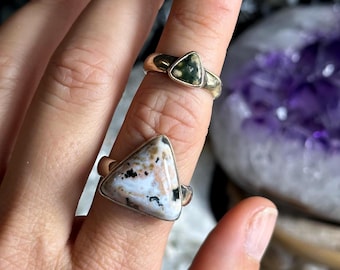 Ocean Jasper ring, .925 Sterling Silver , minimalist, statement, fitted