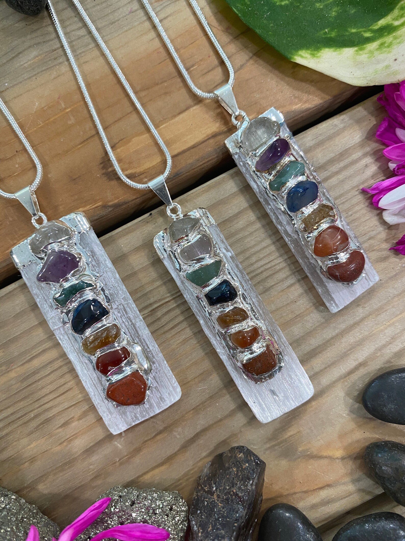 Chakra Necklace Chakra Pendant Crystal Necklace Rainbow Etsy