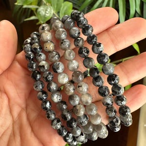 5mm Black Moonstone Bracelet with Black Tourmaline image 1