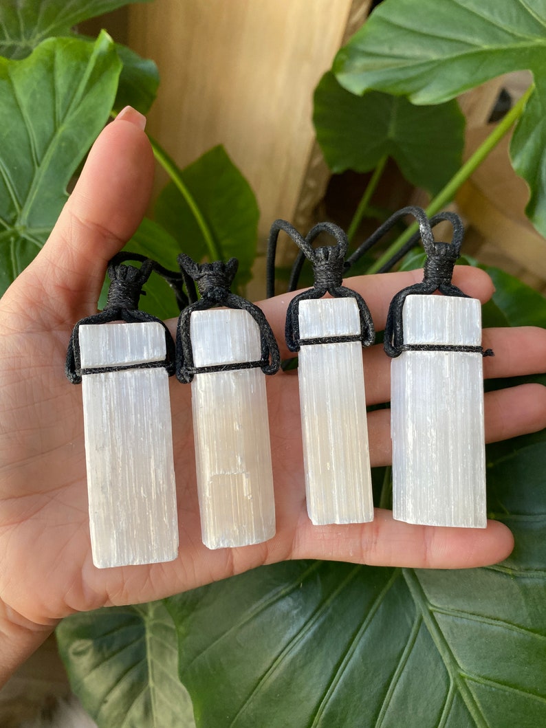 spiritual jewelry crystal jewelry protection selenite necklace selenite necklace Large Selenite necklace