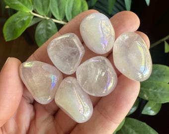 Tumbled Angel Aura Rose Quartz Stone