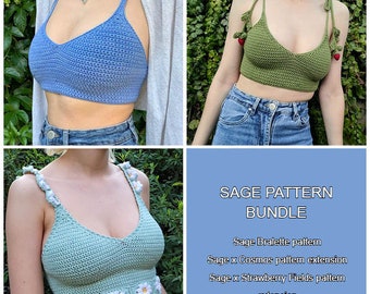 Paquete: Bralette Sage y extensiones con patrón