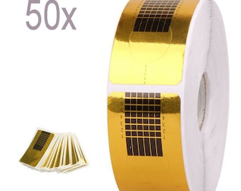 50x Gold Acrylic Nail Forms Salon Sculpting UV Gel Beauty Sculptured Tips