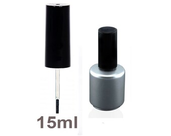 Round Silver Empty Nail Polish, UV Gel Bottle Franken indi mix Glass Bottles 15ml Cap & Lid
