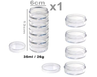 Stacking jar pot Clear Plastic Pots for nail art craft, spices Jars Beads, 5 stack 35ml, 25g