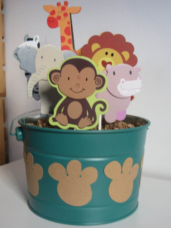 Jungle Centerpiece Baby Shower Spray Painted Plastic Animals Gold
