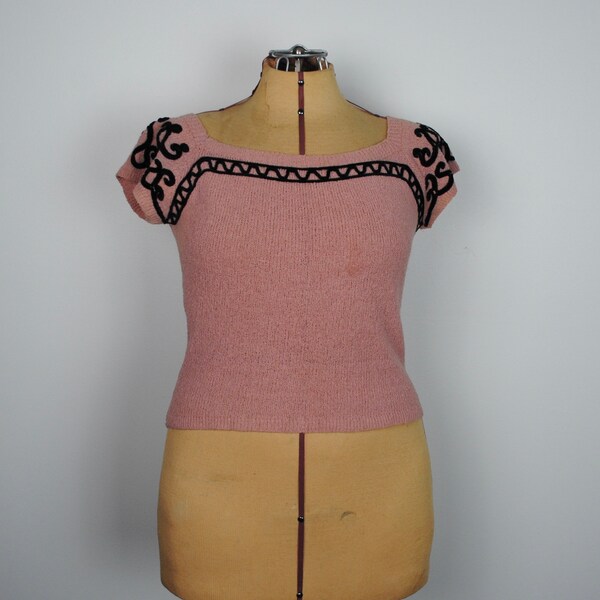 Short Vintage Rose Clair Des Années 30/40 - Taille XS, En Rayonne - Occasion Bon état
