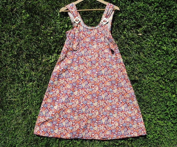 30s Feedsack Jumper Dress - Vintage 1930s Sleevele