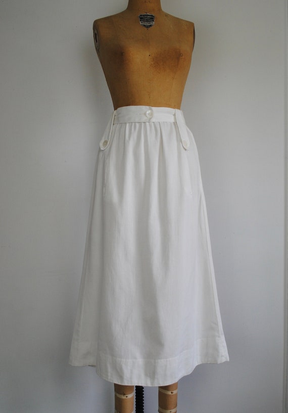 20s White Linen Skirt - Late Edwardian Teens / Ear