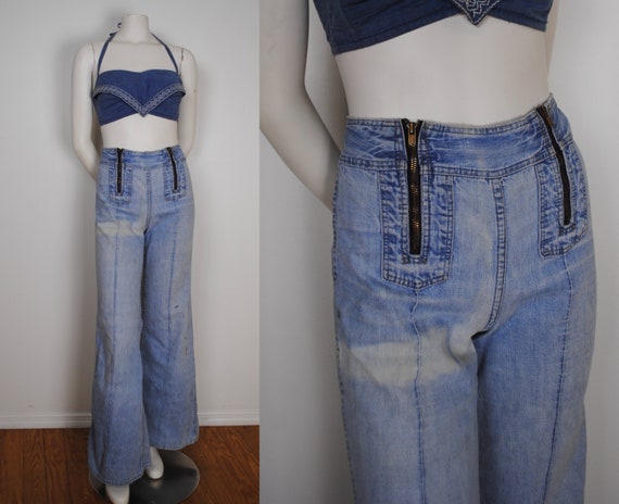 70s Wrangler Jeans - Vintage 1970s Double Front Zipper Denim 70s Wrangler Jeans - Vintage 1970s Double Front Zipper Denim