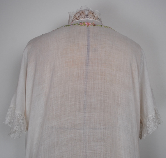 30s Embroidered Robe - Vintage 1930s Lace Trim Fl… - image 6