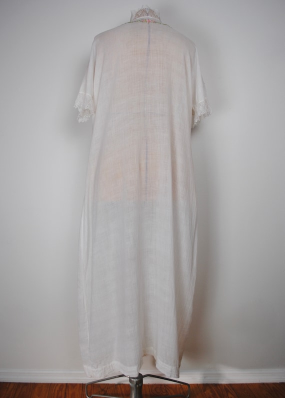 30s Embroidered Robe - Vintage 1930s Lace Trim Fl… - image 5