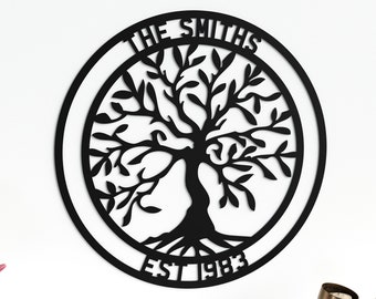 Personalised Family Tree Metal Steel Wall Art Decoration, Gift, Present, Indoor or Outdoor, Home