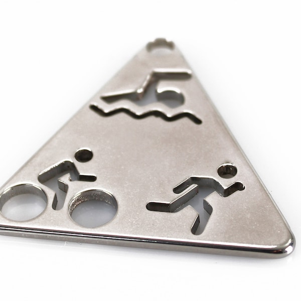 Triathlon Triangle Stainless Steel Keyring